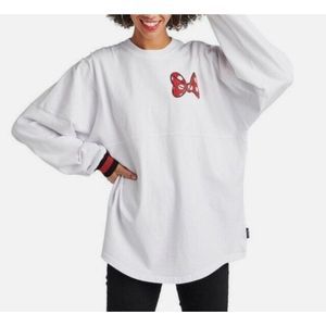 Disney Spirit Jersey Minnie Mouse Bow White Long Sleeve Womens XS